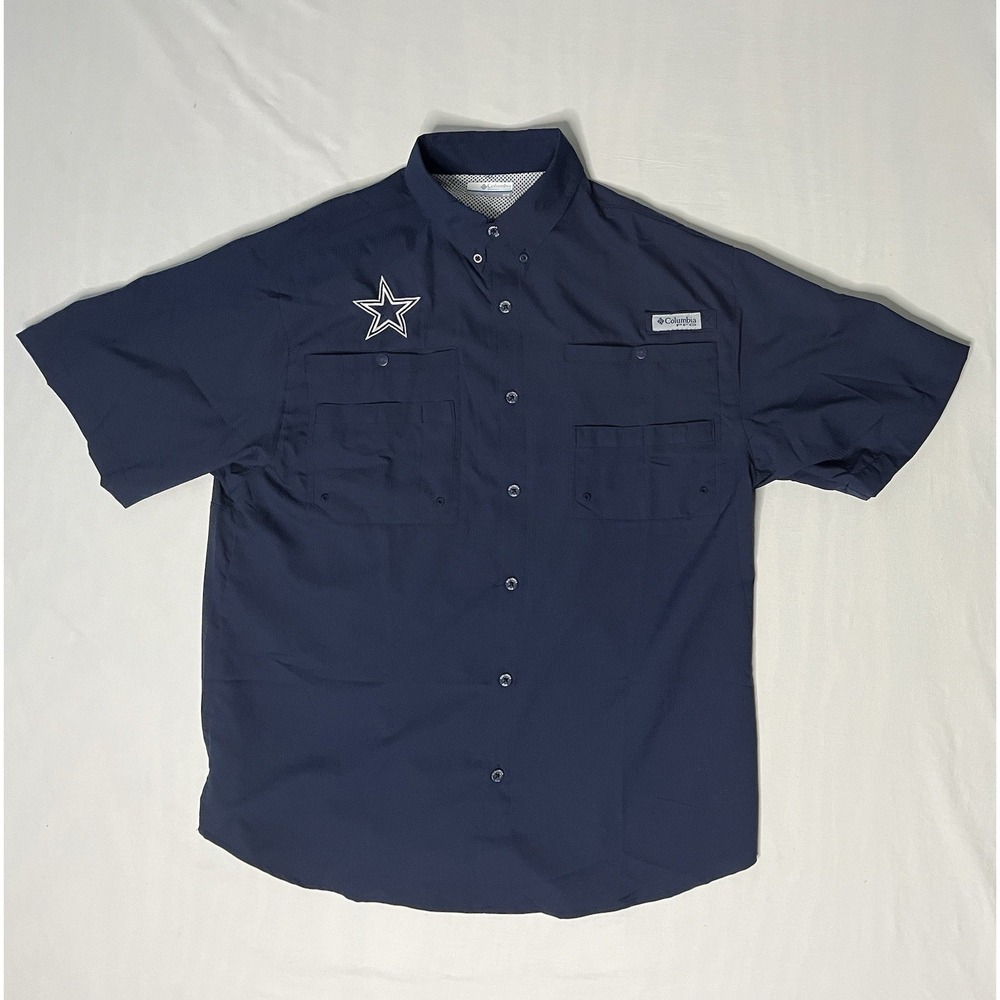 Columbia PFG Dallas Cowboys Shirt Men's Size Medium Blue Short Sleeve Vented NFL
